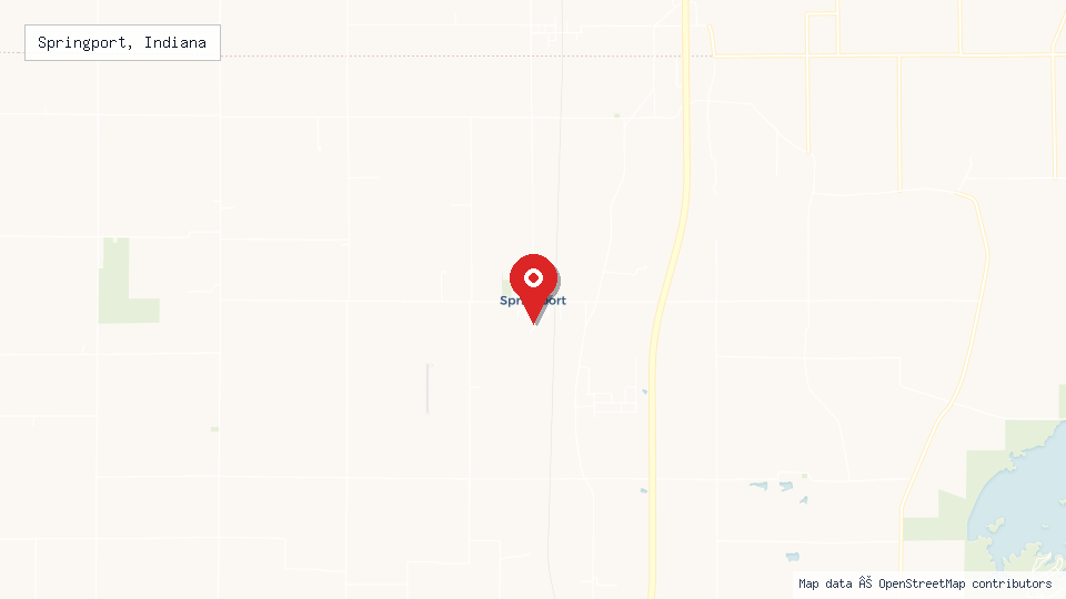 Street map of Springport, Indiana with location pin