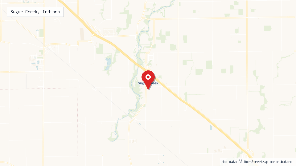 Street map of Sugar Creek, Indiana with location pin