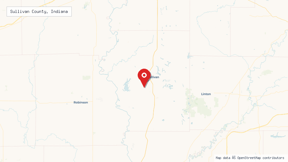 Street map of Sullivan County, Indiana with location pin