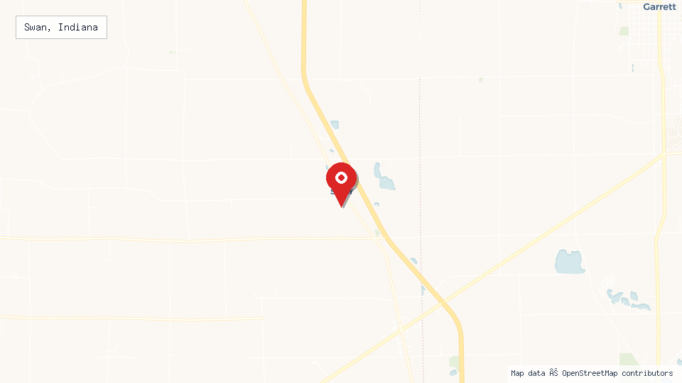 Street map of Swan, Indiana with location pin