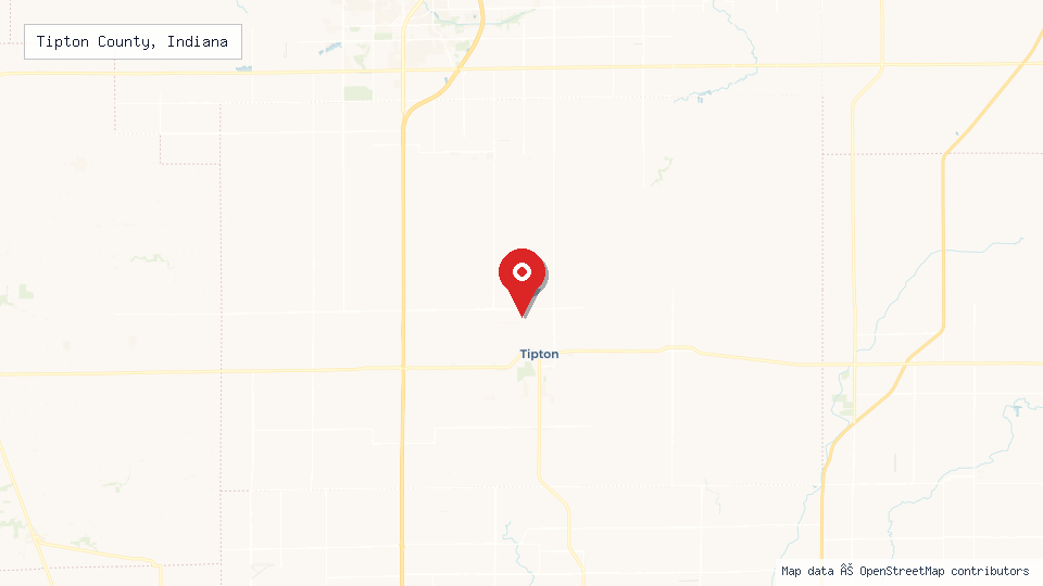 Street map of Tipton County, Indiana with location pin