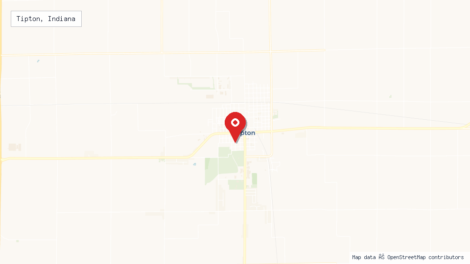 Street map of Tipton, Indiana with location pin
