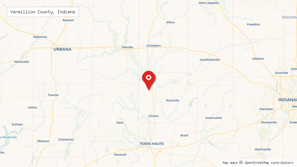 Street map of Vermillion County, Indiana with location pin