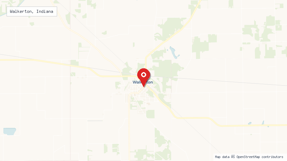 Street map of Walkerton, Indiana with location pin