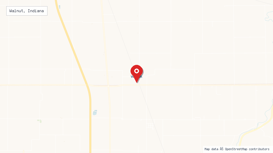 Street map of Walnut, Indiana with location pin