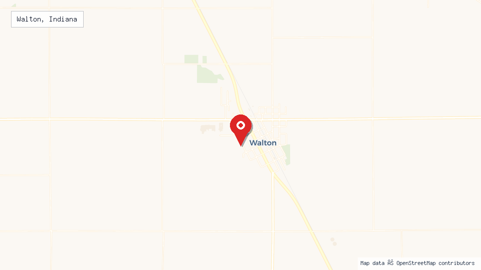 Street map of Walton, Indiana with location pin