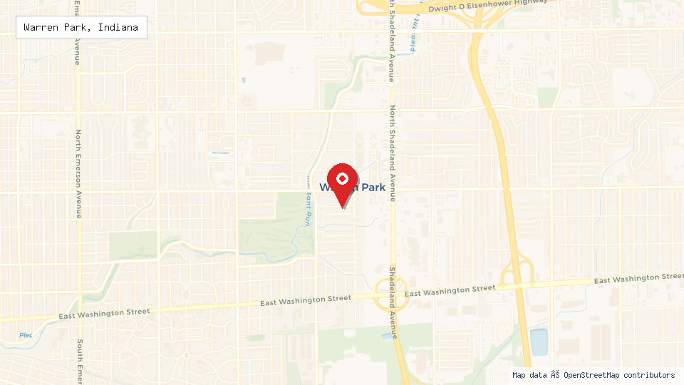Street map of Warren Park, Indiana with location pin