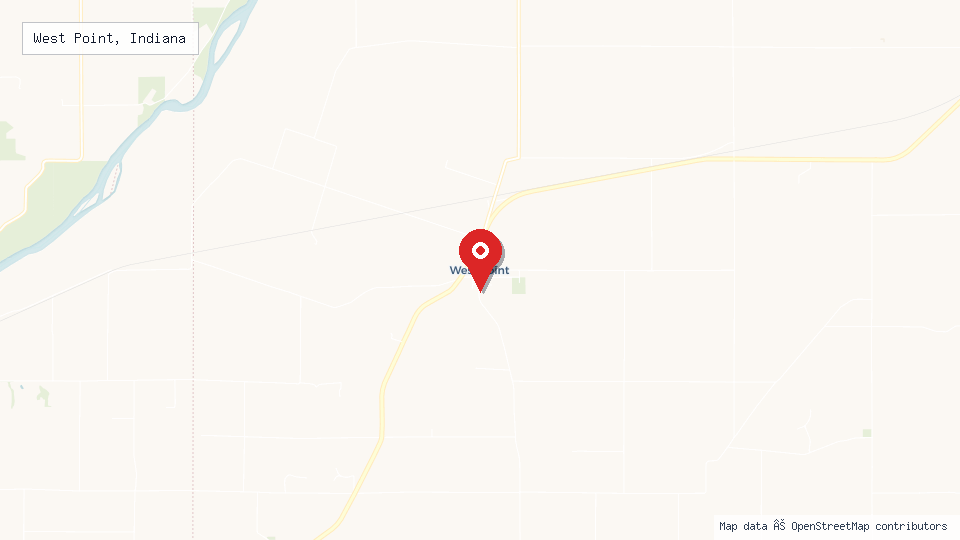 Street map of West Point, Indiana with location pin