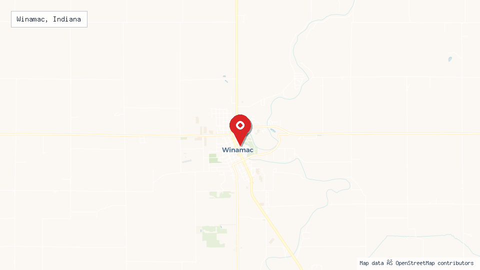 Street map of Winamac, Indiana with location pin