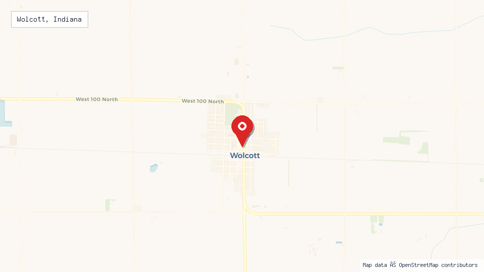 Street map of Wolcott, Indiana with location pin