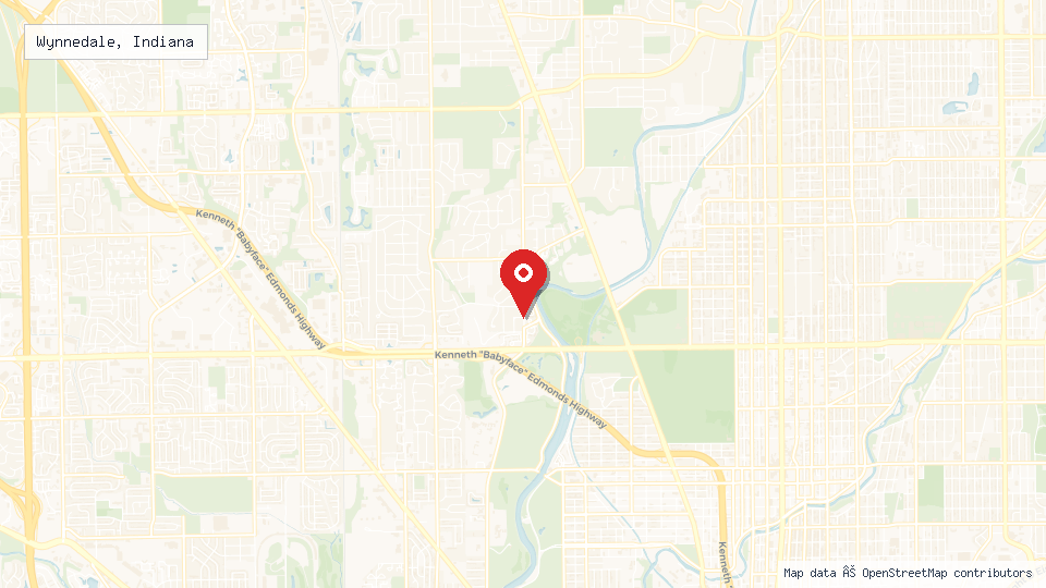 Street map of Wynnedale, Indiana with location pin