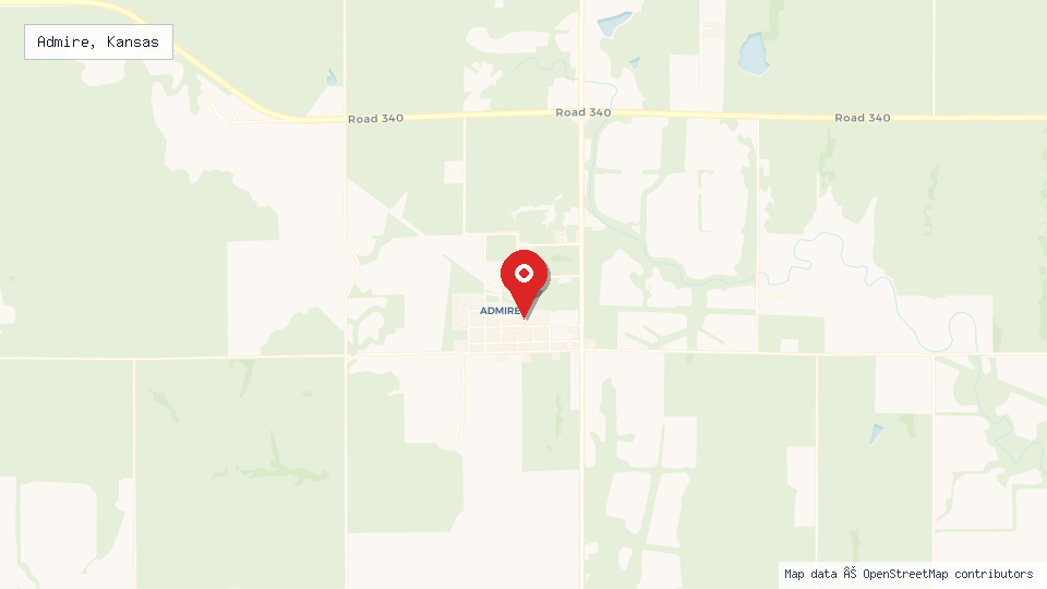 Street map of Admire, Kansas with location pin