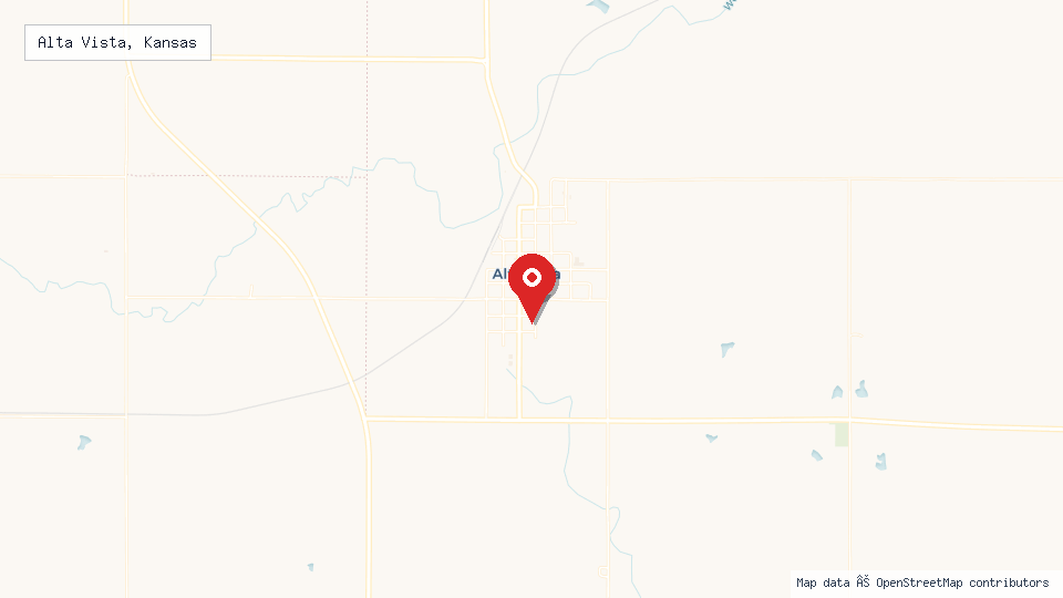 Street map of Alta Vista, Kansas with location pin