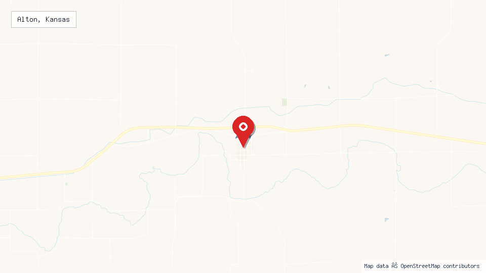Street map of Alton, Kansas with location pin