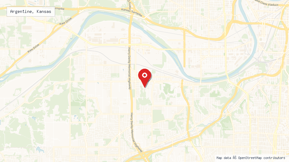 Street map of Argentine, Kansas with location pin