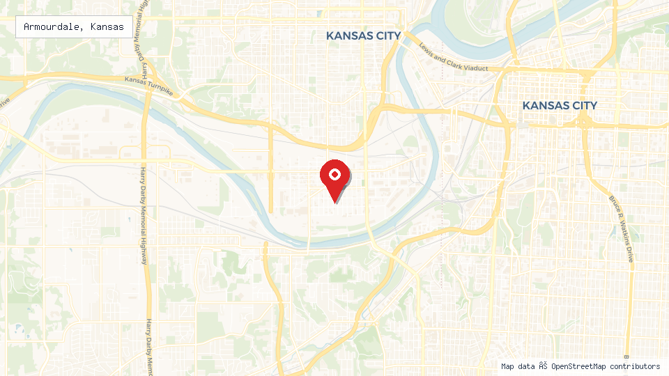 Street map of Armourdale, Kansas with location pin