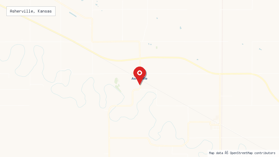 Street map of Asherville, Kansas with location pin