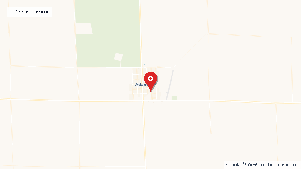 Street map of Atlanta, Kansas with location pin