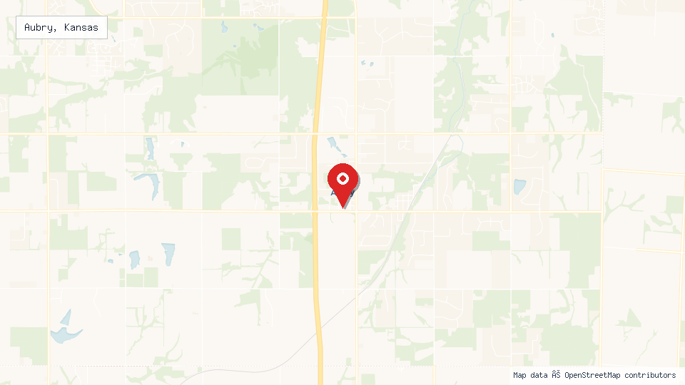 Street map of Aubry, Kansas with location pin