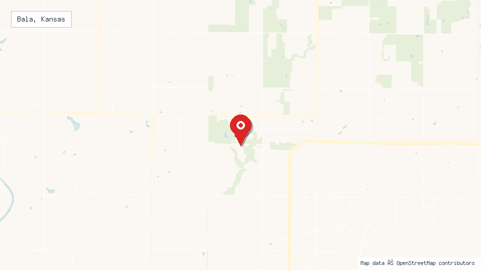 Street map of Bala, Kansas with location pin