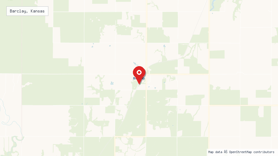 Street map of Barclay, Kansas with location pin
