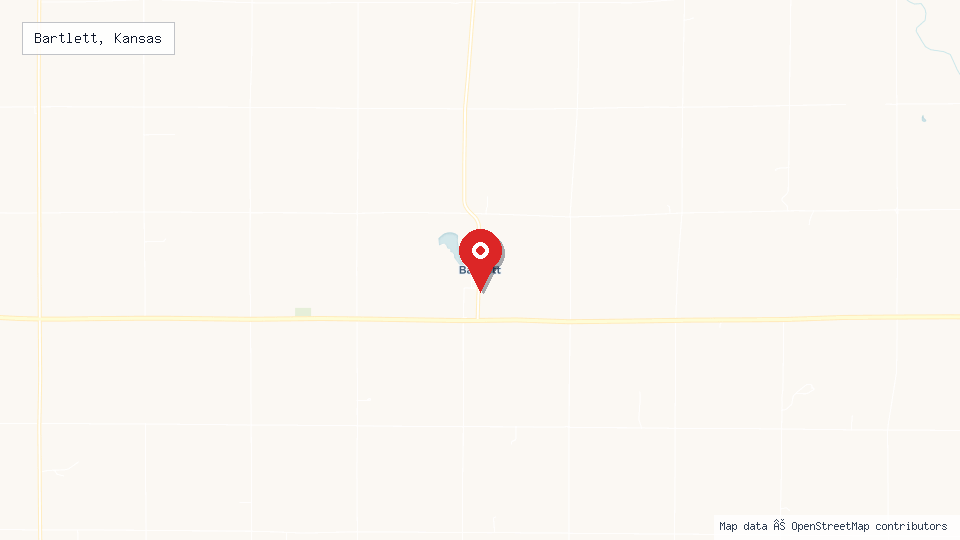 Street map of Bartlett, Kansas with location pin