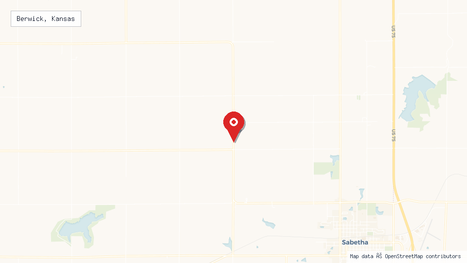 Street map of Berwick, Kansas with location pin