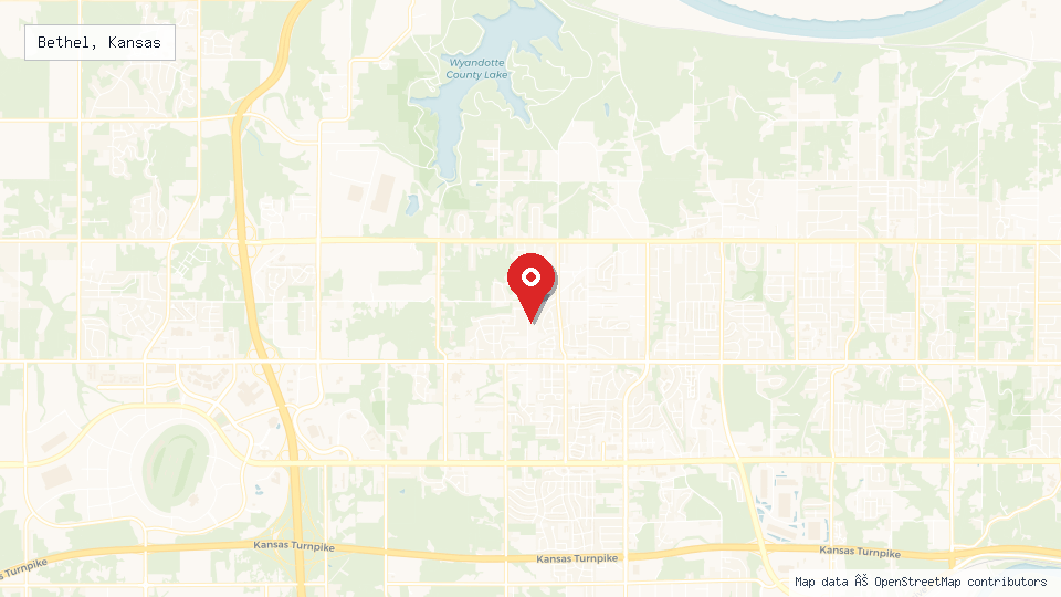 Street map of Bethel, Kansas with location pin