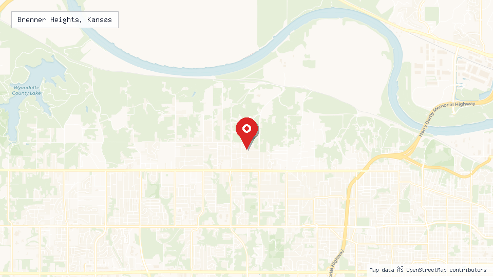 Street map of Brenner Heights, Kansas with location pin