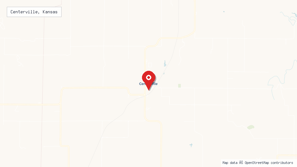Street map of Centerville, Kansas with location pin