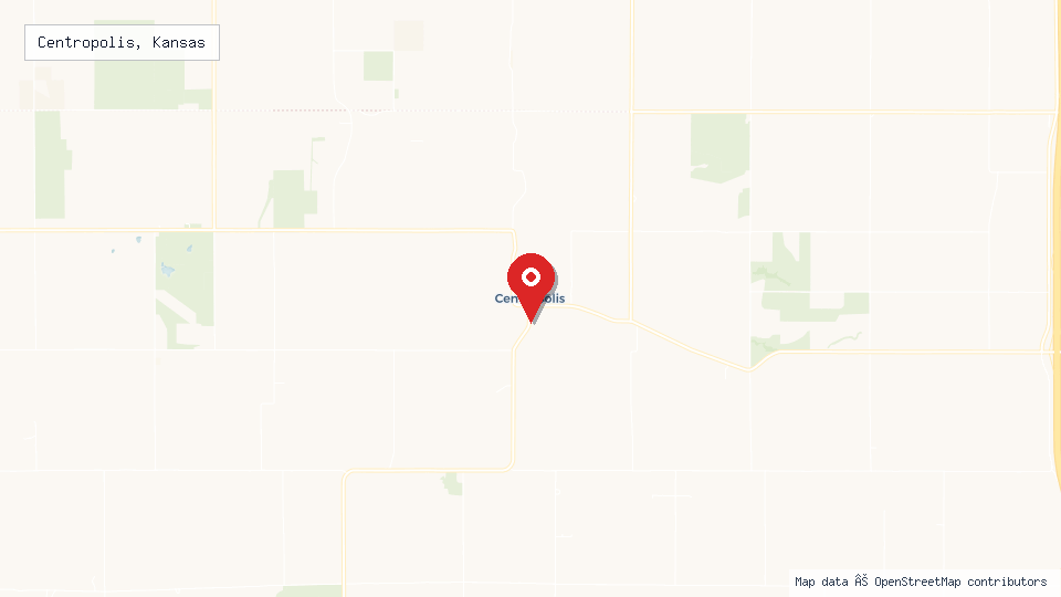 Street map of Centropolis, Kansas with location pin