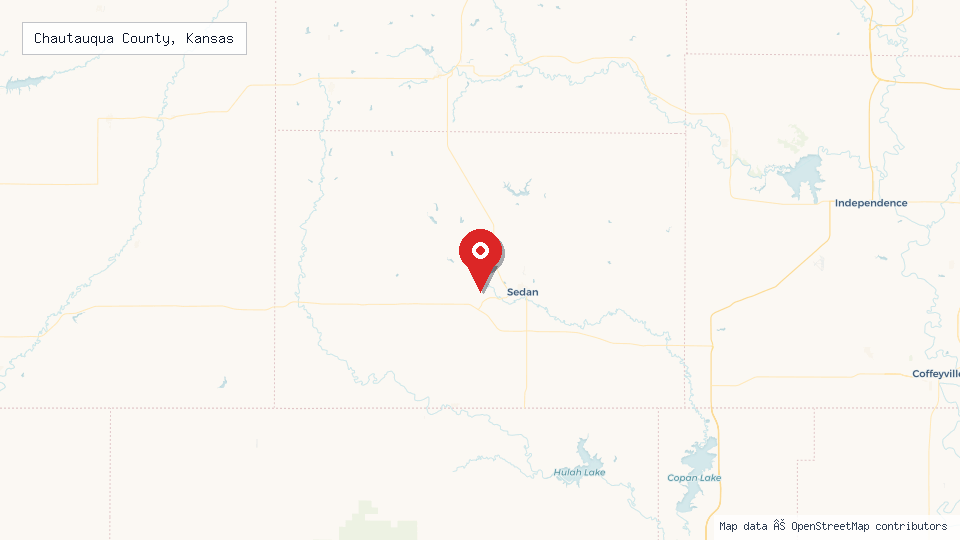 Street map of Chautauqua County, Kansas with location pin