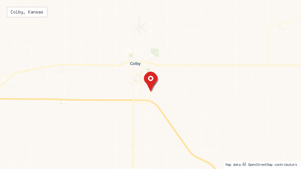 Street map of Colby, Kansas with location pin
