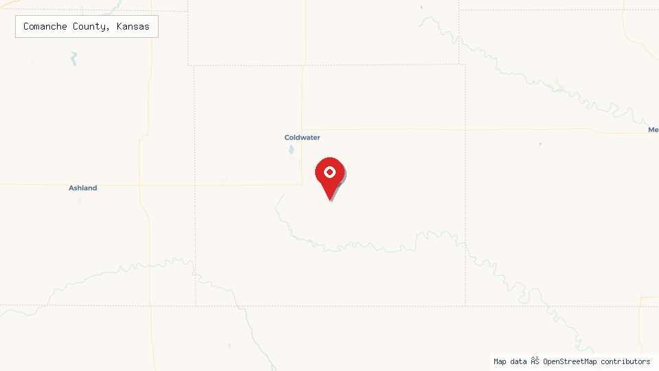 Street map of Comanche County, Kansas with location pin