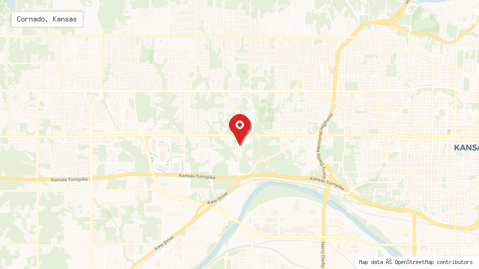 Street map of Cornado, Kansas with location pin