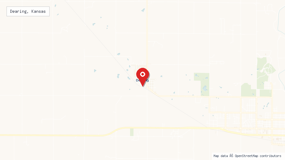 Street map of Dearing, Kansas with location pin