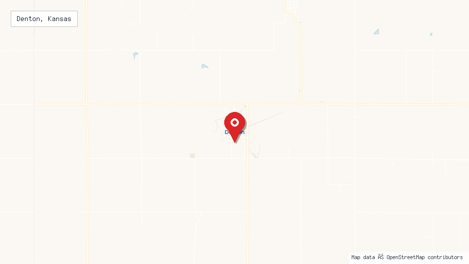 Street map of Denton, Kansas with location pin