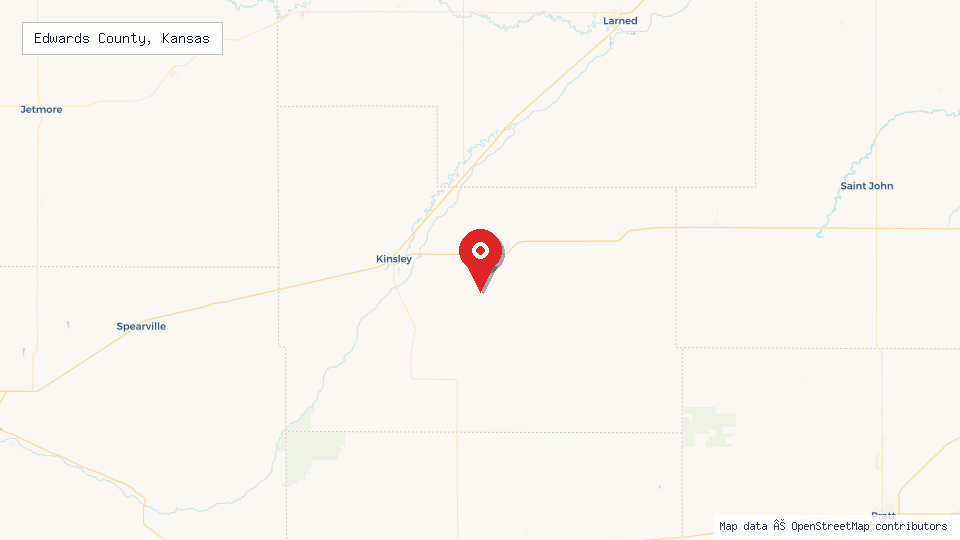 Street map of Edwards County, Kansas with location pin