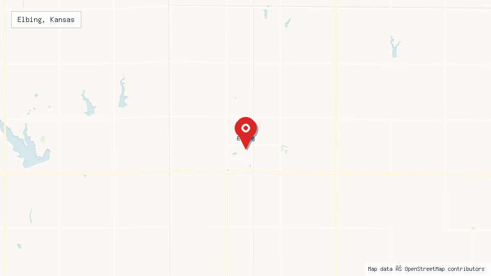 Street map of Elbing, Kansas with location pin