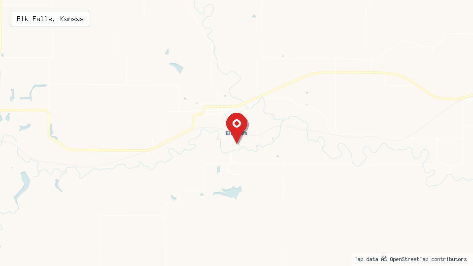 Street map of Elk Falls, Kansas with location pin