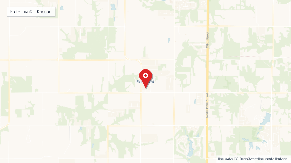 Street map of Fairmount, Kansas with location pin