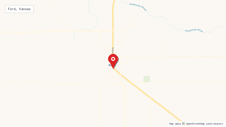 Street map of Ford, Kansas with location pin