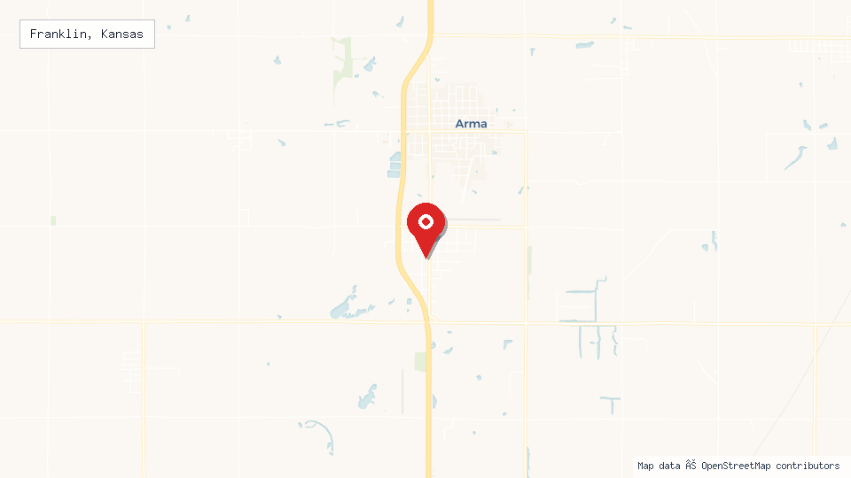 Street map of Franklin, Kansas with location pin