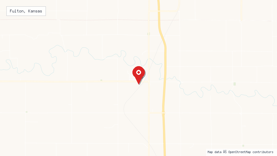 Street map of Fulton, Kansas with location pin