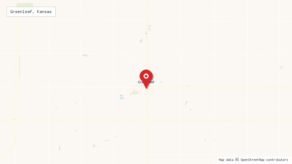 Street map of Greenleaf, Kansas with location pin