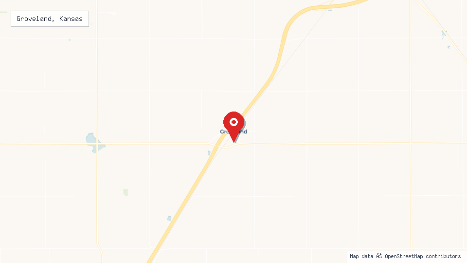 Street map of Groveland, Kansas with location pin