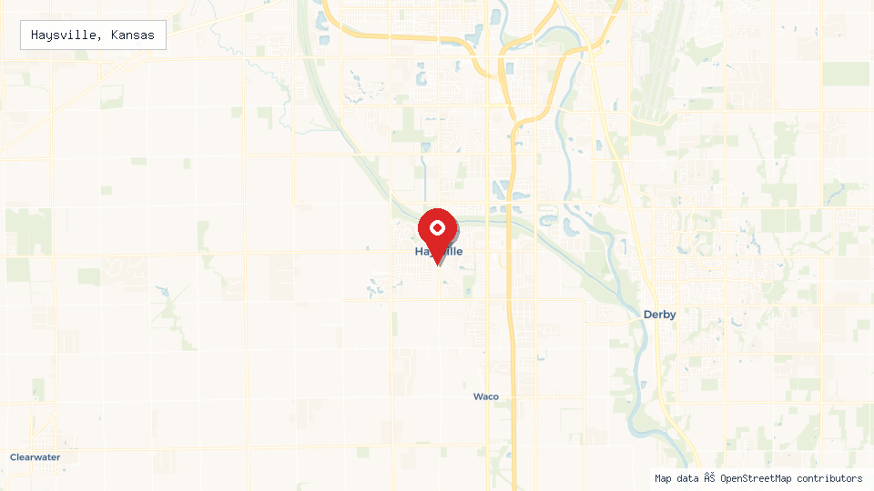 Street map of Haysville, Kansas with location pin