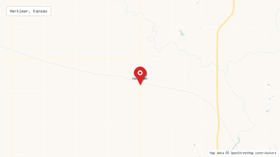 Street map of Herkimer, Kansas with location pin