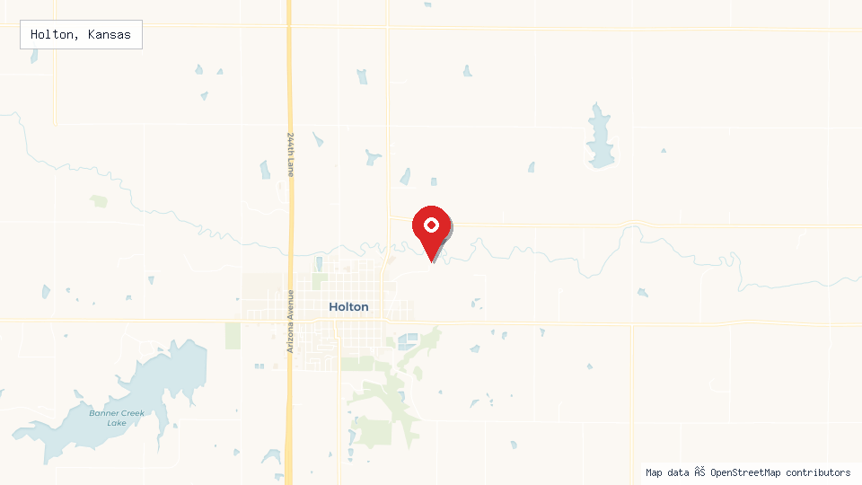 Street map of Holton, Kansas with location pin