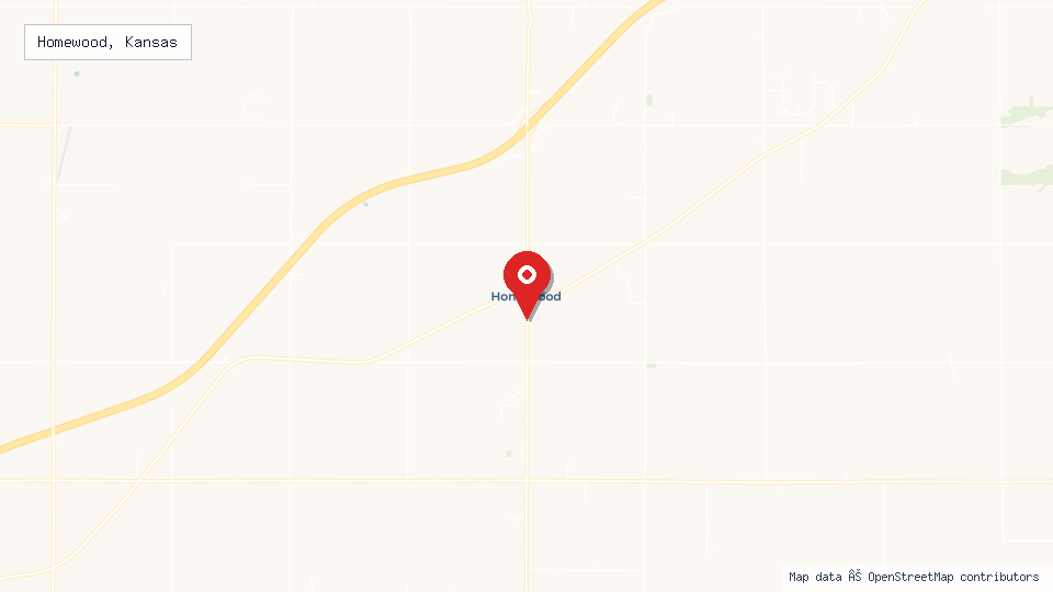 Street map of Homewood, Kansas with location pin